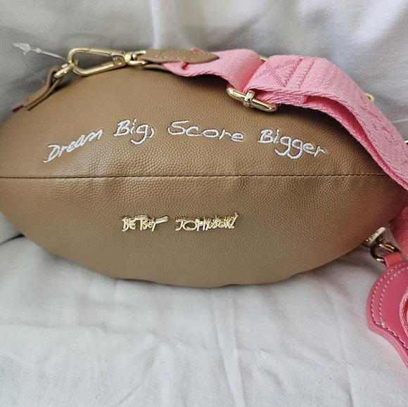 Betsey Johnson xotoss Game Day Football-Shaped Crossbody Bag w /Hangtags Nwt - Picture 3 of 14
